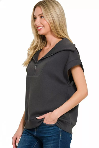Zenana Scuba Half Zip Top