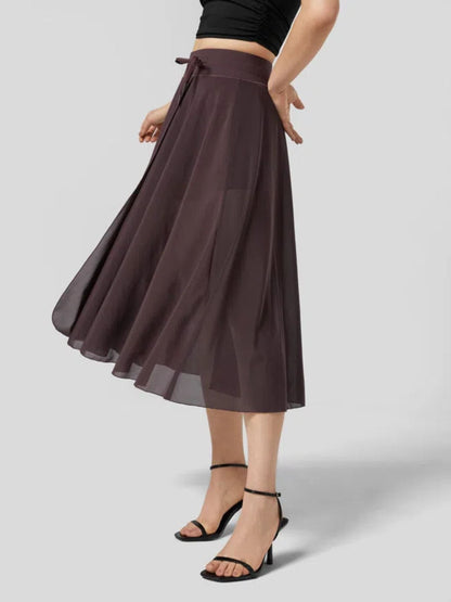 Slit Flowy Skirt with Shorts Liner