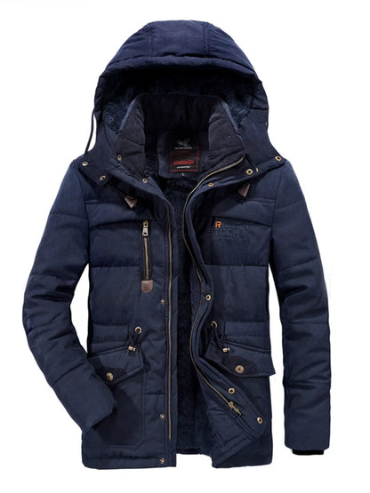 Men's Plus Size Hooded Zip Up Parka Coat