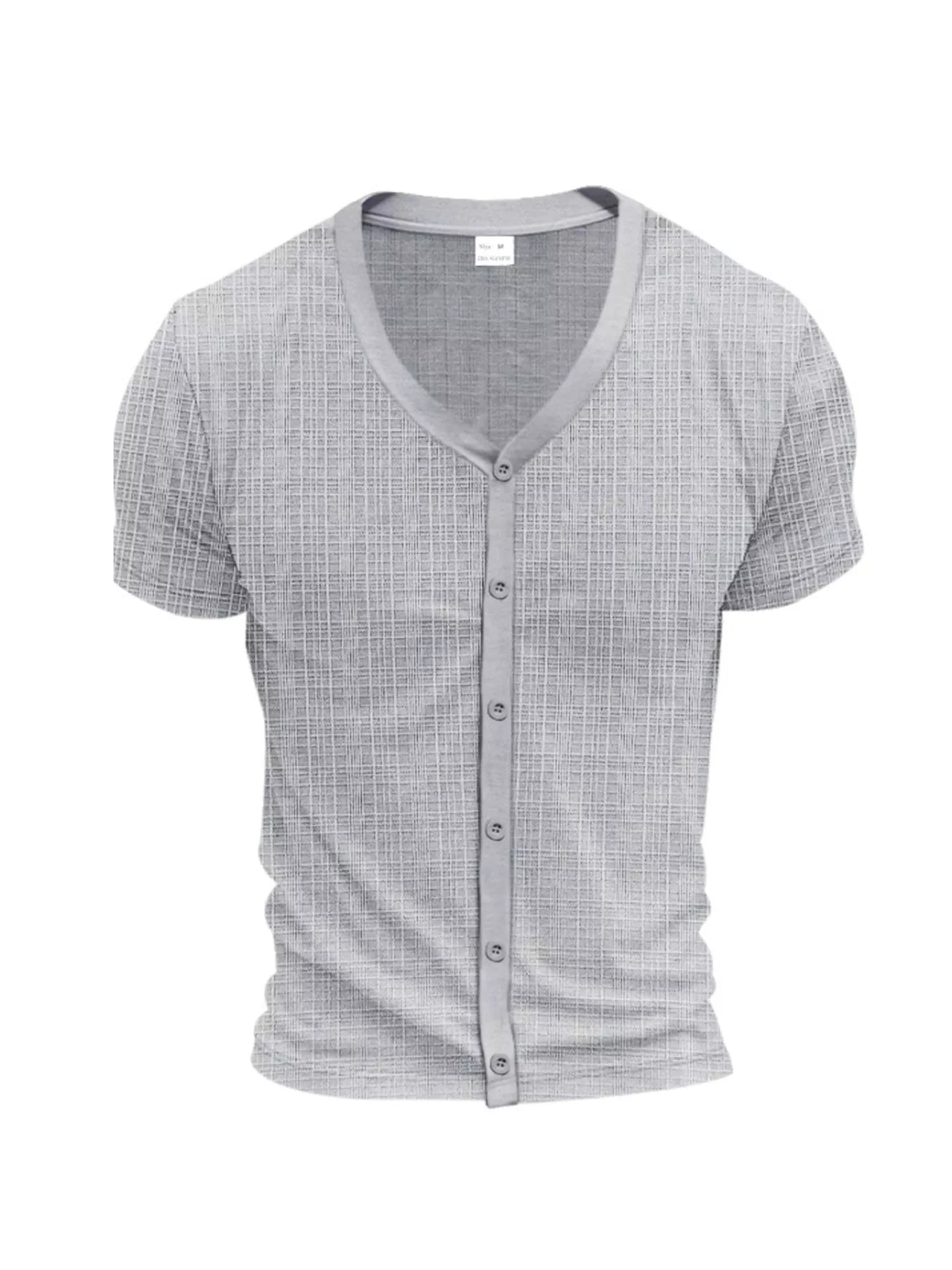 Men's Full Size V-Neck Button-Down Top Plus Size