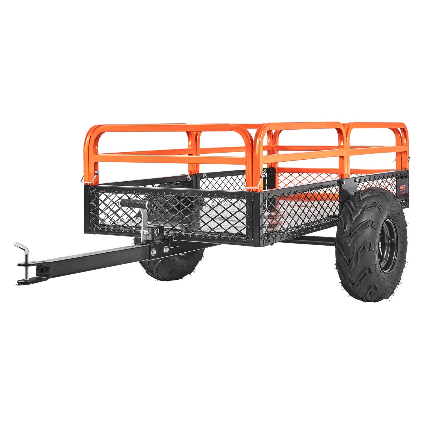 VEVOR Heavy Duty Steel ATV Dump Trailer, 1500-Pound Load Capacity 15 Cubic Feet, Tow Behind Dump Cart Garden Trailer, With Removable Sides And 2 Tires, For Mowers, Tractors, ATV, UTV