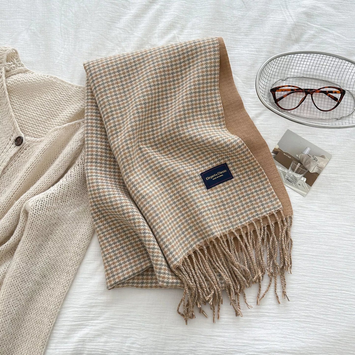 Plaid Fringe Warm Winter Scarf