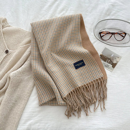 Plaid Fringe Warm Winter Scarf