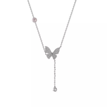 925 Sterling Silver Zircon Butterfly Necklace
