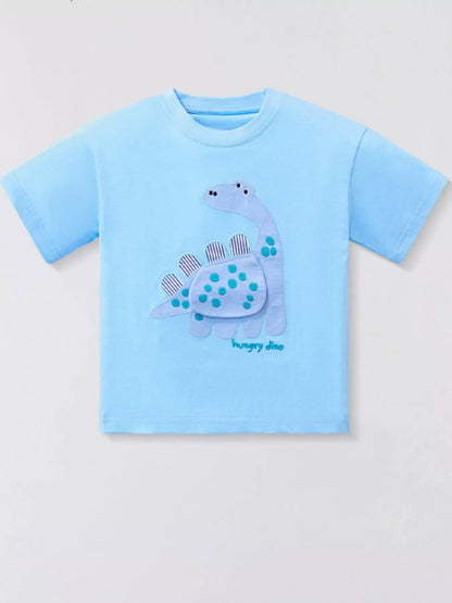 Children's Dinosaur Applique Short Sleeve T-Shirt