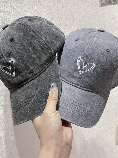 Washed Heart Embroidered Baseball Cap