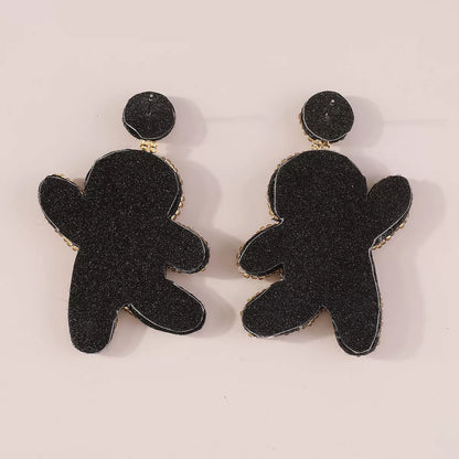 Christmas Gingerbread Man Beaded Dangle Earrings