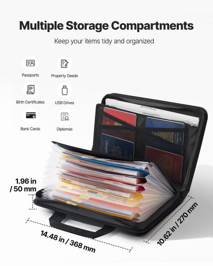 Fireproof Document Bag, 1832 ℉ Heat Insulated Fireproof & Waterproof Bag, Portable Multi-Layer File Storage Security Organizer Home Office Travel Use, For Passports, Important Documents, Files