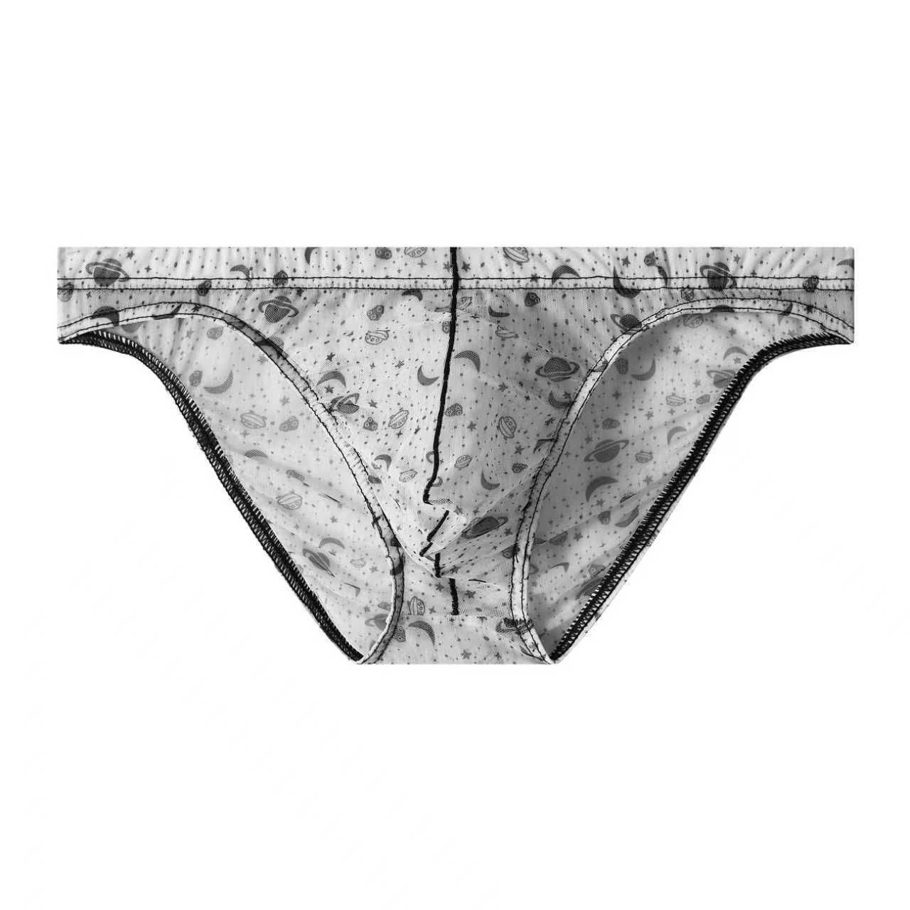 Ice Silk New-style Mens Briefs Personalized Print Breathable