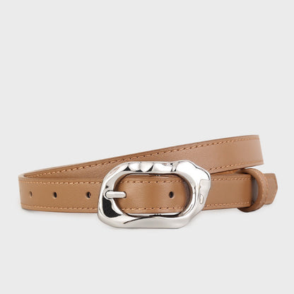 Leather Belt with Silver Buckle
