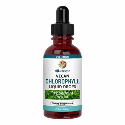 Vegan Chlorophyll Liquid Drops, Peppermint Flavored, Supports Detox And Fresh Breath, 60ml