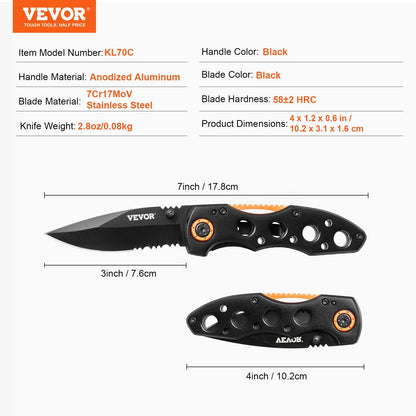 Folding Pocket Knife Mov Blade Aluminum Handle Sharp