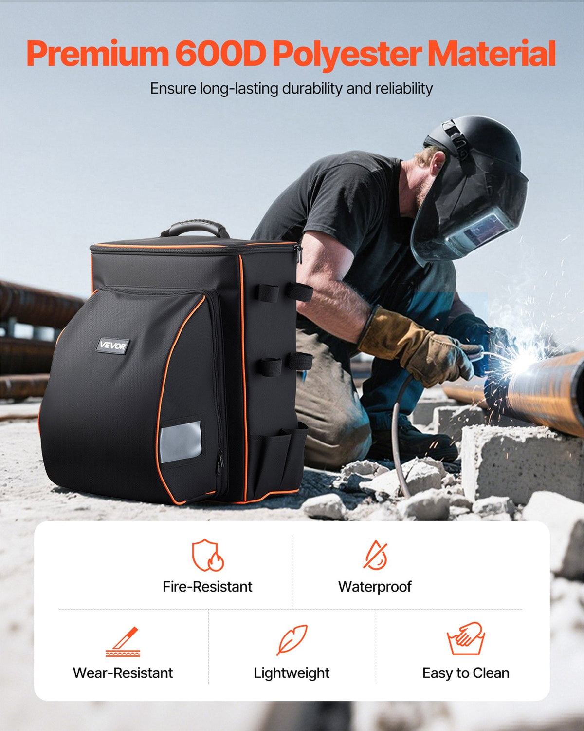 Welding Backpack, 35.6L Welder Backpack For Tools And Helmet, 600D Polyester Extreme Gear Pack With Helmet Catch Bag, Multi-Purpose Gear Storage Bag For Welding, Outdoor Camping, Mountaineering