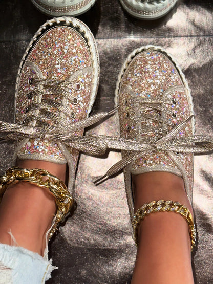 Lace Up Round Toe Platform Sneakers