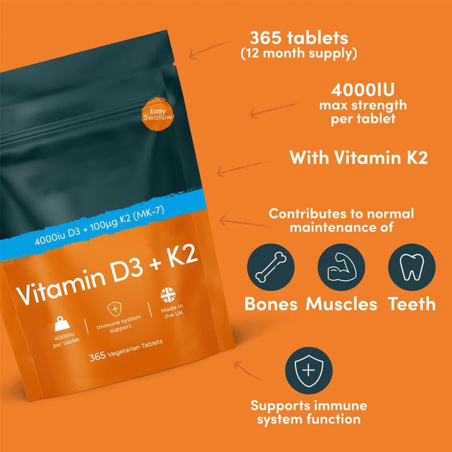 365 Pieces Vitamin D3 K2 Tablet VitaminD3 K2