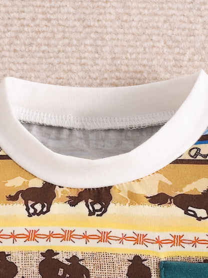 Children's Western Style Tee & Shorts Set