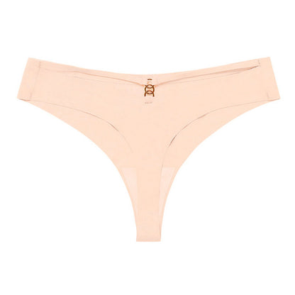 Panties Set Women Seamless Panties Sexy Low-Waist G-String Thong Ice Silk Underwear Hollow Out T-Back Solid Bandage Female Lingerie