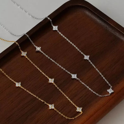 925 Sterling Silver Clover Charm Necklace
