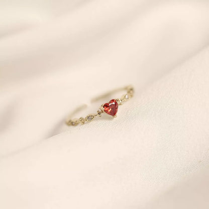 925 Sterling Silver Zircon Heart Open Ring