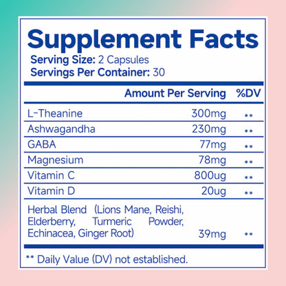 Ashwagandha for Women Stress Relief Focus & Relaxation Support Supplement with L-Theanine Magnesium | 60 Capsules