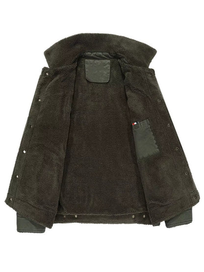 Men's Plus Size Solid Color Sherpa Lined Jacket