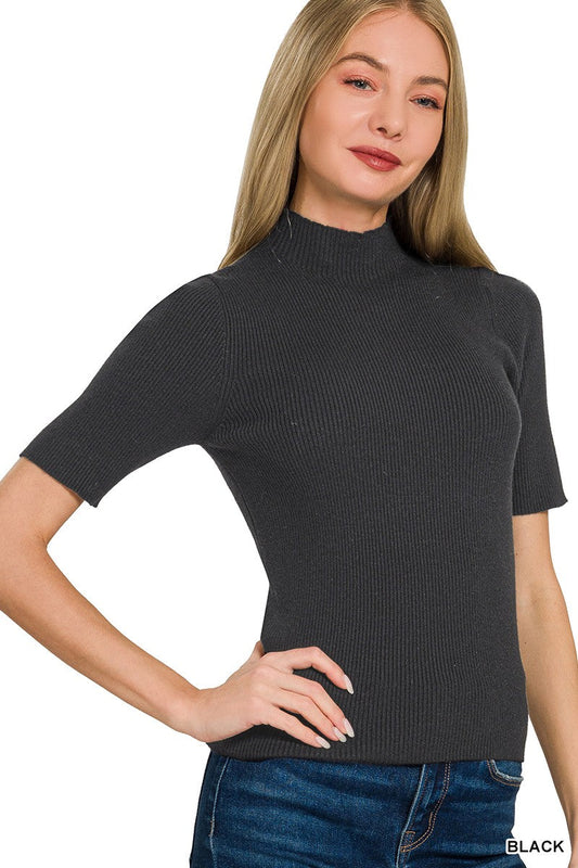Zenana Viscose Ribbed Mock Neck Sweater