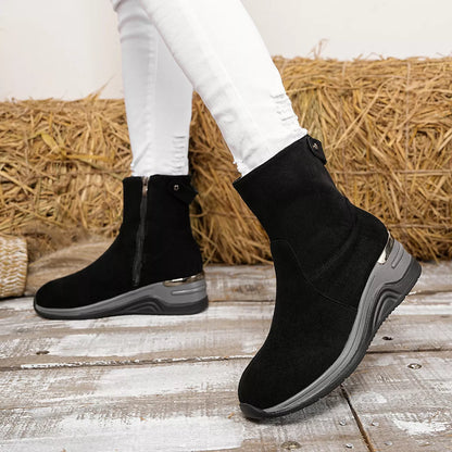 Suede Ankle Boots with Wedge Heel