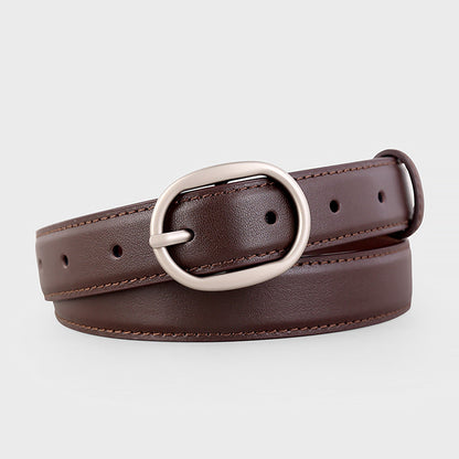 Oval Buckle Leather Belt