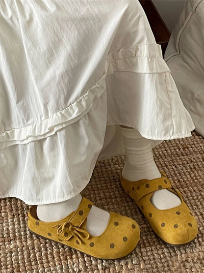 Polka Dot Round Toe Slip-Ons