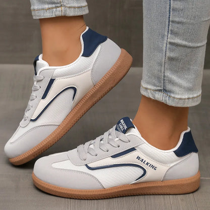 Contrast Round Toe Flat Sneakers