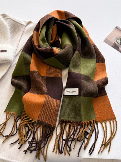 Plaid Fringe Scarf