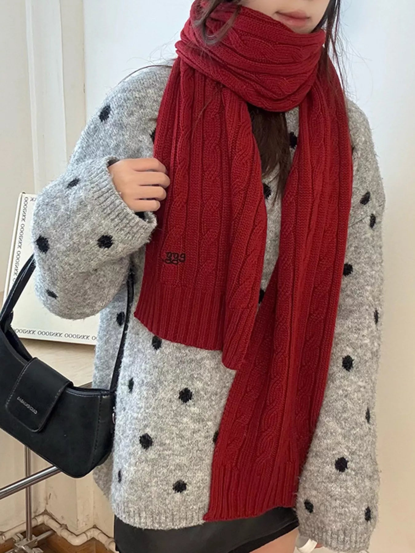 Ribbed Knitted Winter Scarf