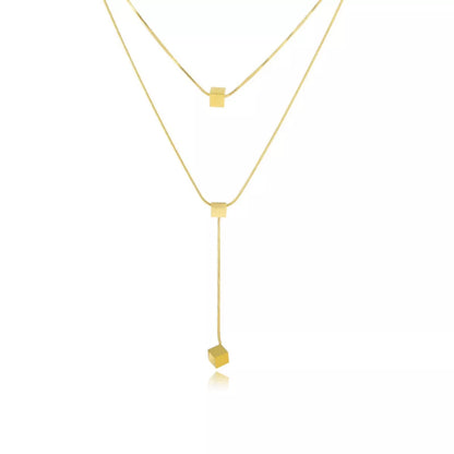 18K Gold-Plated Double Layered Geometric Necklace