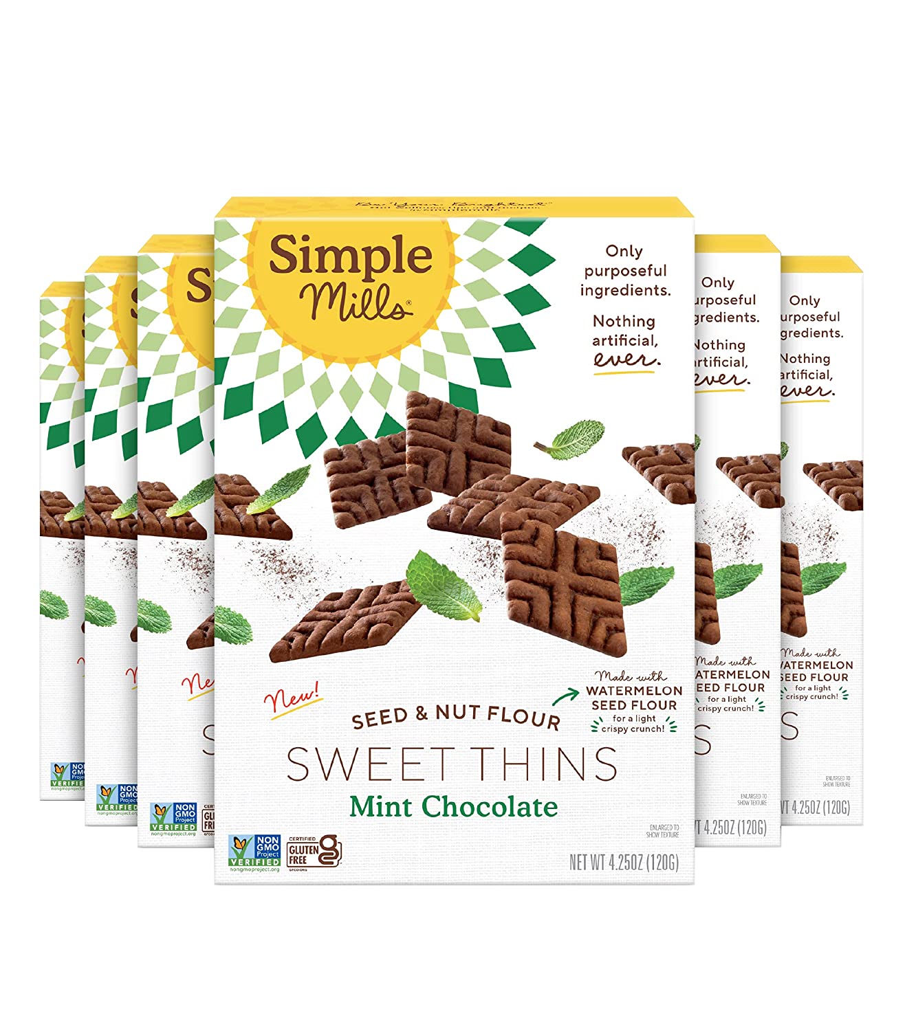 Simple Mills Sweet Thins Chocolate Mint, 4.25 Oz (Pack of 6)