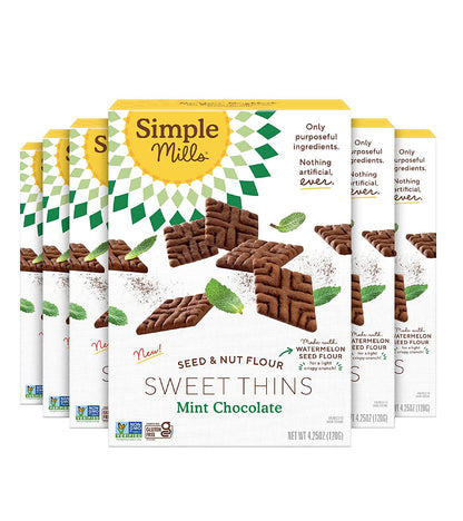Simple Mills Sweet Thins Chocolate Mint, 4.25 Oz (Pack of 6)