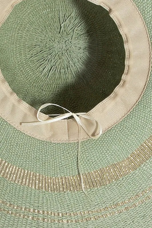 Fame Metallic Accent Trim Floppy Sun Hat
