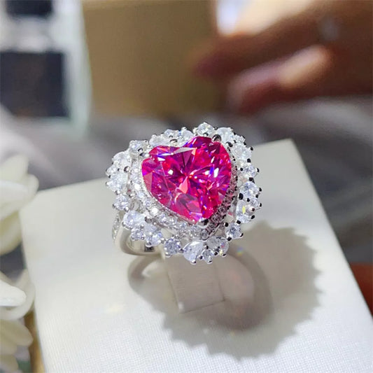 5 Carat Moissanite 925 Sterling Silver Heart-Shaped Ring
