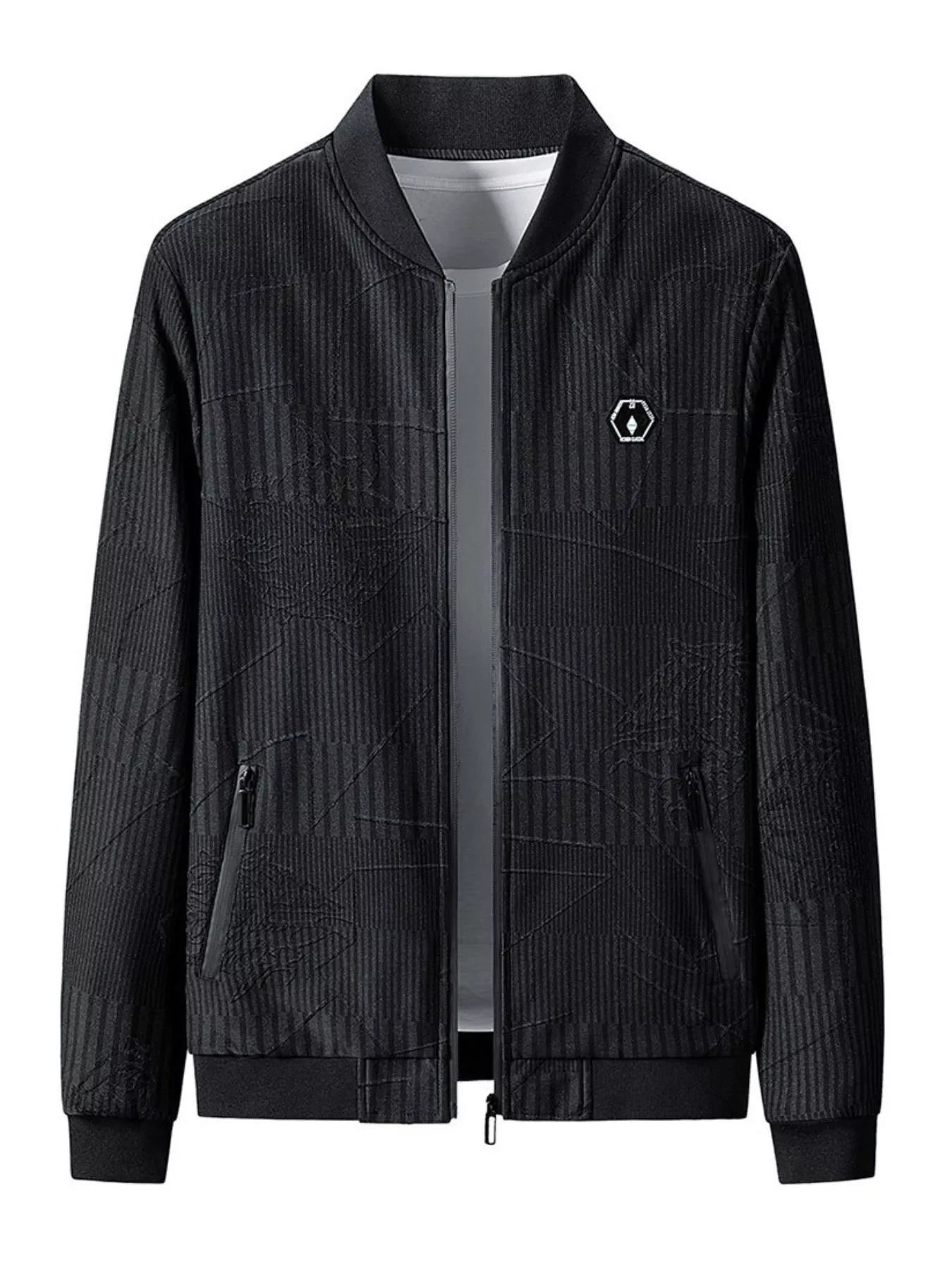 Men's Plus Size Zip Up Textured Jacket