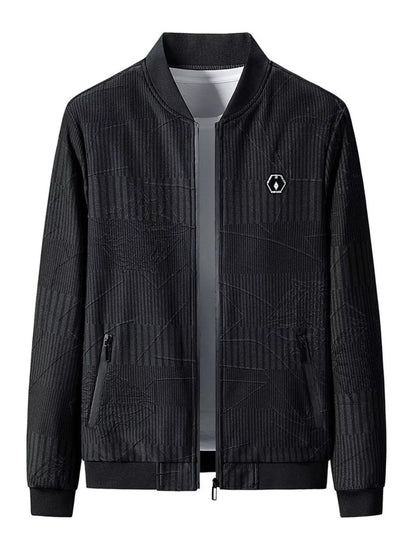 Men's Plus Size Zip Up Textured Jacket