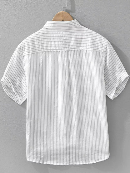 Men's Plus Size Breathable Striped Short Sleeve Shirt