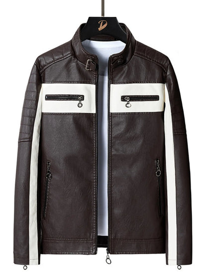 Men's Plus Size Zip Up Long Sleeve Contrast Jacket