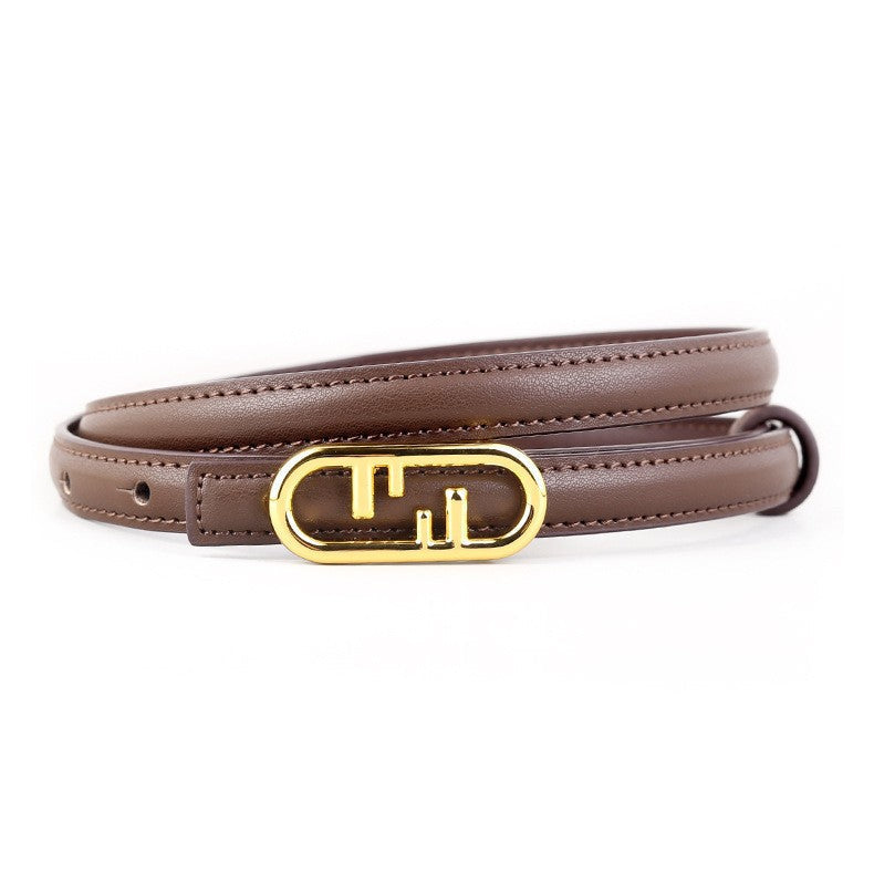 Buckle Leather Skinny Belt