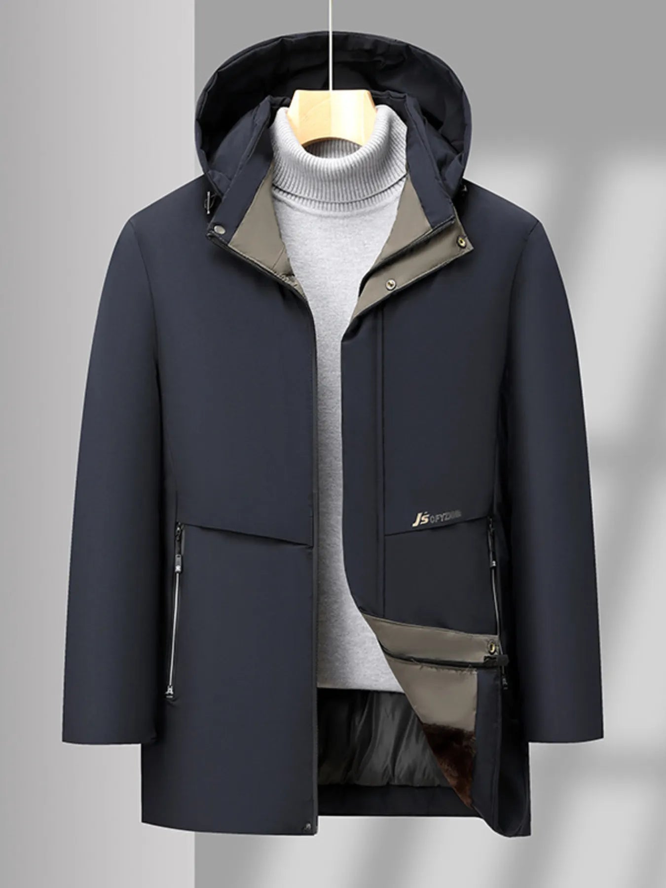 Men's Plus Size Thermal Lining Hooded Winter Coat