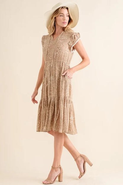 And The Why Boho Printed Tiered Maxi Dress