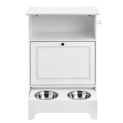VEVOR Pet Feeding Station W 2 Elevated Dog Bowls Dog Food & Toy Storage Cabinet