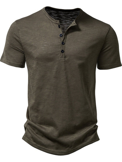 Men's Casual Button Detail T-Shirt