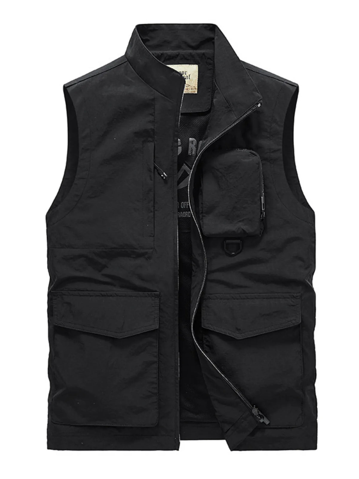Men's Plus Size Multi-Pocket Zip Up Vest