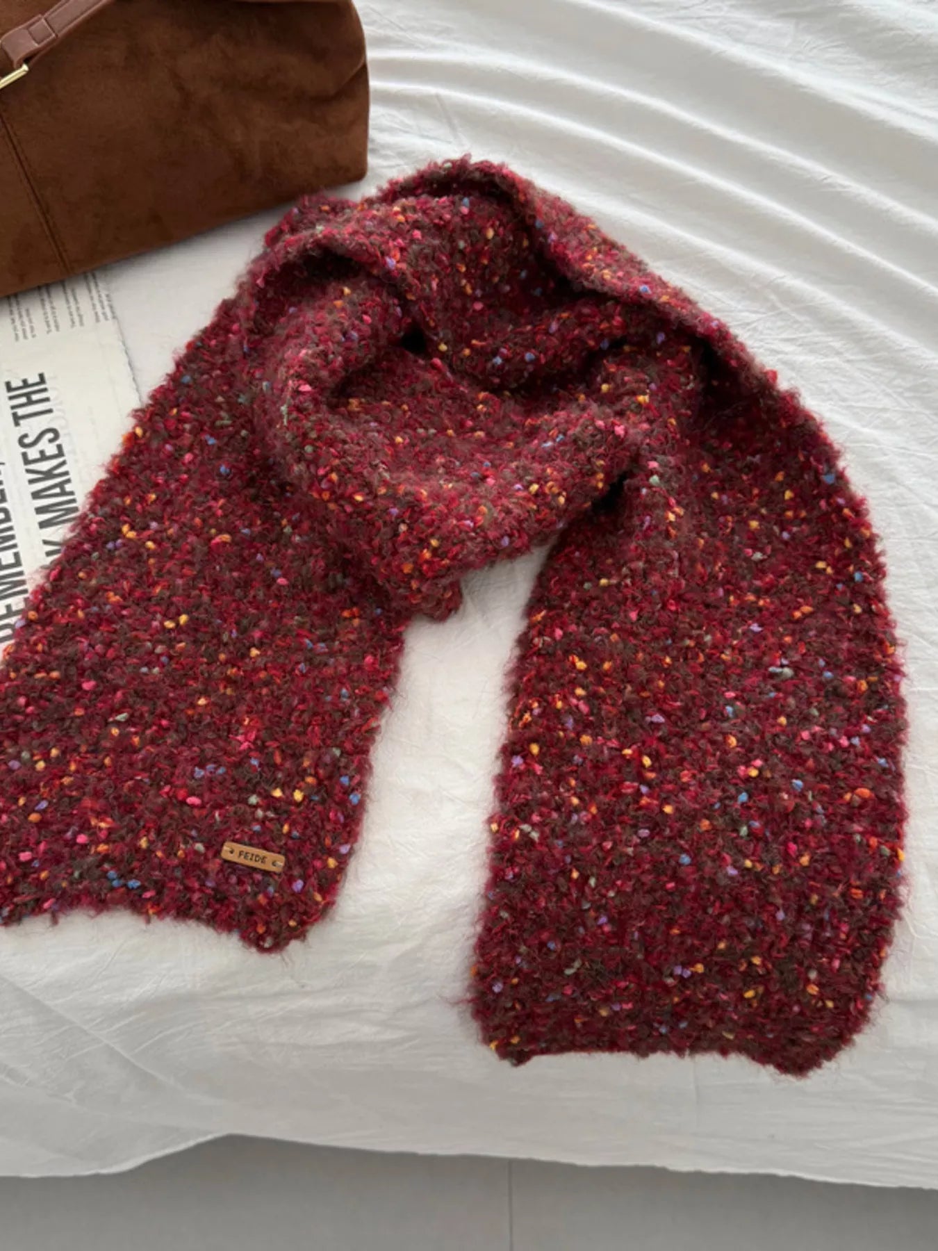 Cozy Knitted Multicolor Speckled Scarf