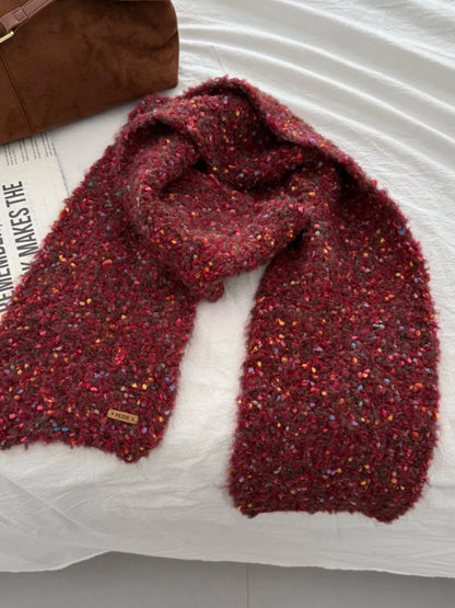 Cozy Knitted Multicolor Speckled Scarf