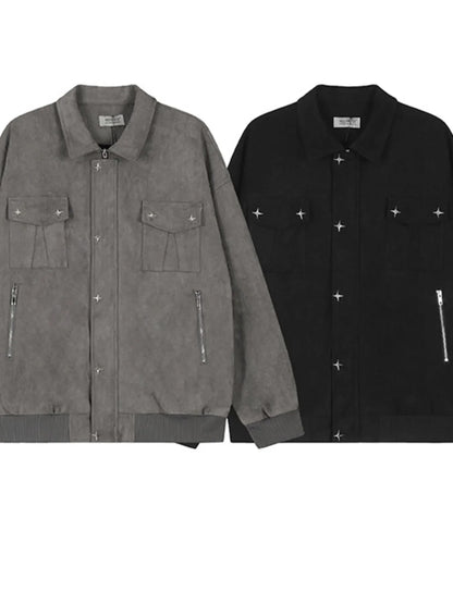 Men's Collared Neck Long Sleeve Jacket